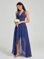 A-Line/Princess V-neck Asymmetrical Sleeveless Chiffon Bridesmaid Dress