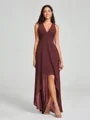 A-Line/Princess V-neck Asymmetrical Sleeveless Chiffon Bridesmaid Dress
