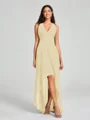 A-Line/Princess V-neck Asymmetrical Sleeveless Chiffon Bridesmaid Dress
