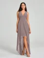 A-Line/Princess V-neck Asymmetrical Sleeveless Chiffon Bridesmaid Dress