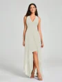 A-Line/Princess V-neck Asymmetrical Sleeveless Chiffon Bridesmaid Dress