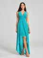 A-Line/Princess V-neck Asymmetrical Sleeveless Chiffon Bridesmaid Dress