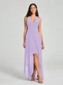 A-Line/Princess V-neck Asymmetrical Sleeveless Chiffon Bridesmaid Dress