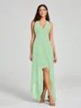 A-Line/Princess V-neck Asymmetrical Sleeveless Chiffon Bridesmaid Dress