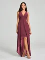 A-Line/Princess V-neck Asymmetrical Sleeveless Chiffon Bridesmaid Dress