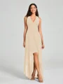 A-Line/Princess V-neck Asymmetrical Sleeveless Chiffon Bridesmaid Dress
