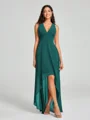 A-Line/Princess V-neck Asymmetrical Sleeveless Chiffon Bridesmaid Dress