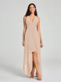 A-Line/Princess V-neck Asymmetrical Sleeveless Chiffon Bridesmaid Dress