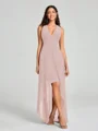 A-Line/Princess V-neck Asymmetrical Sleeveless Chiffon Bridesmaid Dress