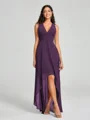 A-Line/Princess V-neck Asymmetrical Sleeveless Chiffon Bridesmaid Dress