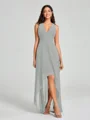 A-Line/Princess V-neck Asymmetrical Sleeveless Chiffon Bridesmaid Dress