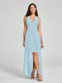 A-Line/Princess V-neck Asymmetrical Sleeveless Chiffon Bridesmaid Dress