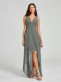 A-Line/Princess V-neck Asymmetrical Sleeveless Chiffon Bridesmaid Dress