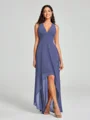 A-Line/Princess V-neck Asymmetrical Sleeveless Chiffon Bridesmaid Dress