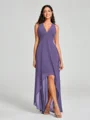 A-Line/Princess V-neck Asymmetrical Sleeveless Chiffon Bridesmaid Dress