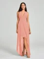 A-Line/Princess V-neck Asymmetrical Sleeveless Chiffon Bridesmaid Dress