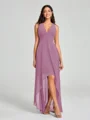 A-Line/Princess V-neck Asymmetrical Sleeveless Chiffon Bridesmaid Dress