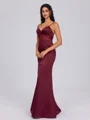 Sheath V-neck Pleated Floor-Length Satin Corset Bridesmaid Dress