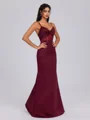 Sheath V-neck Pleated Floor-Length Satin Corset Bridesmaid Dress