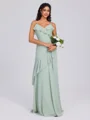 A-line V-neck Ruffles Floor-Length Chiffon Bridesmaid Dress
