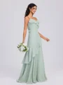 A-line V-neck Ruffles Floor-Length Chiffon Bridesmaid Dress