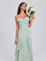 A-line V-neck Ruffles Floor-Length Chiffon Bridesmaid Dress