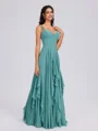 A-line V-neck Ruffles Floor-Length Chiffon Bridesmaid Dress