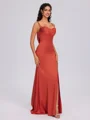 Sheath Cowl Pleated Floor-Length Silk Like Satin Bridesmaid Dress