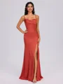 Sheath Cowl Pleated Floor-Length Silk Like Satin Bridesmaid Dress
