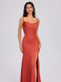Sheath Cowl Pleated Floor-Length Silk Like Satin Bridesmaid Dress