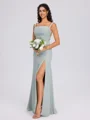 Sheath Straps Pleated Floor-Length Chiffon Bridesmaid Dress
