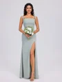 Sheath Straps Pleated Floor-Length Chiffon Bridesmaid Dress