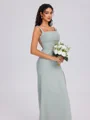 Sheath Straps Pleated Floor-Length Chiffon Bridesmaid Dress