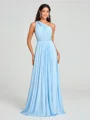 A-Line/Princess Halter Floor-Length Sleeveless Jersey Bridesmaid Dress
