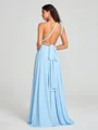 A-Line/Princess Halter Floor-Length Sleeveless Jersey Bridesmaid Dress