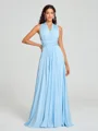 A-Line/Princess Halter Floor-Length Sleeveless Jersey Bridesmaid Dress