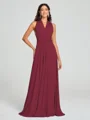 A-Line/Princess Halter Floor-Length Sleeveless Jersey Bridesmaid Dress