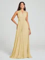 A-Line/Princess Halter Floor-Length Sleeveless Jersey Bridesmaid Dress