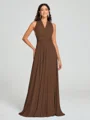 A-Line/Princess Halter Floor-Length Sleeveless Jersey Bridesmaid Dress