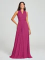 A-Line/Princess Halter Floor-Length Sleeveless Jersey Bridesmaid Dress