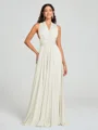A-Line/Princess Halter Floor-Length Sleeveless Jersey Bridesmaid Dress