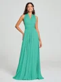 A-Line/Princess Halter Floor-Length Sleeveless Jersey Bridesmaid Dress
