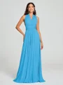 A-Line/Princess Halter Floor-Length Sleeveless Jersey Bridesmaid Dress