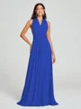 A-Line/Princess Halter Floor-Length Sleeveless Jersey Bridesmaid Dress