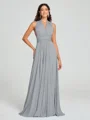 A-Line/Princess Halter Floor-Length Sleeveless Jersey Bridesmaid Dress