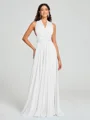 A-Line/Princess Halter Floor-Length Sleeveless Jersey Bridesmaid Dress