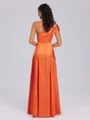 A-line One-Shoulder Pleated Floor-Length Silk Like Satin Bridesmaid Dress