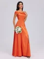 A-line One-Shoulder Pleated Floor-Length Silk Like Satin Bridesmaid Dress