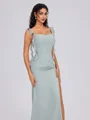 Sheath Straps Pleated Floor-Length Chiffon Bridesmaid Dress