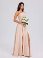 A-line One-Shoulder Pleated Floor-Length Chiffon Bridesmaid Dress